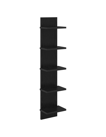 Scaffale da parete Rovere Nero 22 x 15 x 100 cm