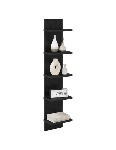 Scaffale da parete 2 pz Rovere Nero 22 x 15 x 100 cm