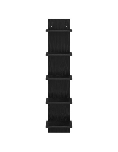 Scaffale da parete 2 pz Rovere Nero 22 x 15 x 100 cm