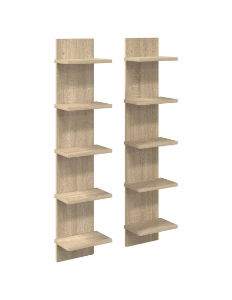 Scaffale da parete 2 pz Rovere Sonoma 22 x 15 x 100 cm