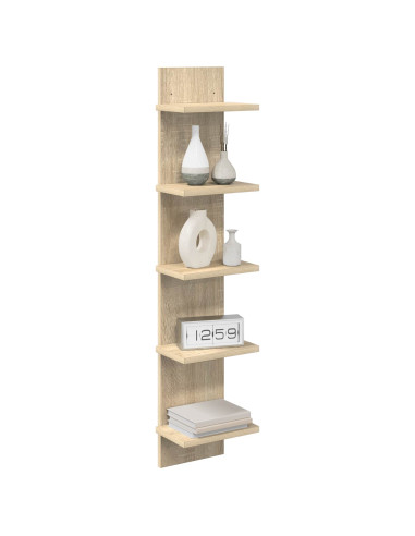 Scaffale da parete 2 pz Rovere Sonoma 22 x 15 x 100 cm