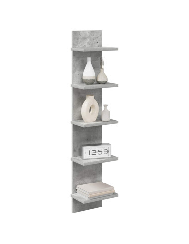 Scaffale da parete Grigio Cemento 22 x 15 x 100 cm