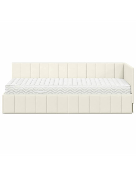 Struttura Letto Angolare con Materasso 2 pz Crema Velluto