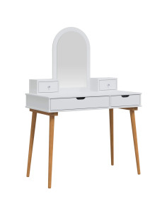 Set Tavolo da Trucco FAUSKE 4 pz Bianco 100 x 50 x 143 cm 2