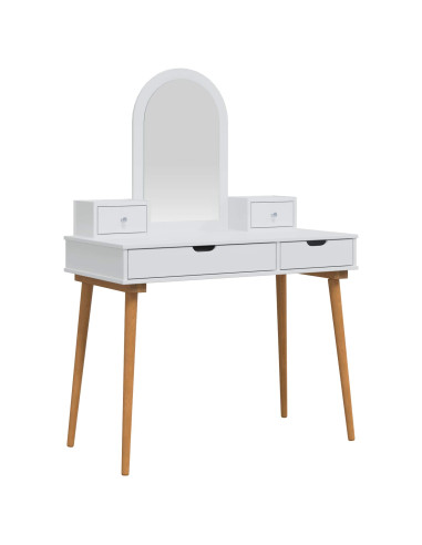 Set Tavolo da Trucco FAUSKE 4 pz Bianco 100 x 50 x 143 cm