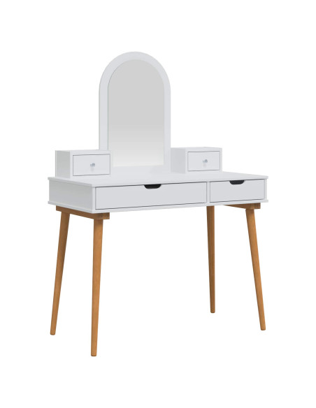 Set Tavolo da Trucco FAUSKE 4 pz Bianco 100 x 50 x 143 cm