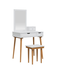 Set Tavolo da Trucco FAUSKE 4 pz Bianco 76 x 50 x 143 cm 2