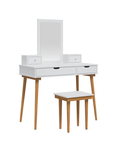 Set Tavolo da Trucco FAUSKE 5 pz Bianco 100 x 50 x 143 cm