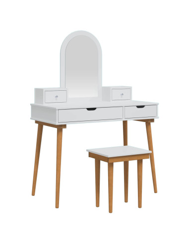 Set Tavolo da Trucco FAUSKE 5 pz Bianco 100 x 50 x 143 cm