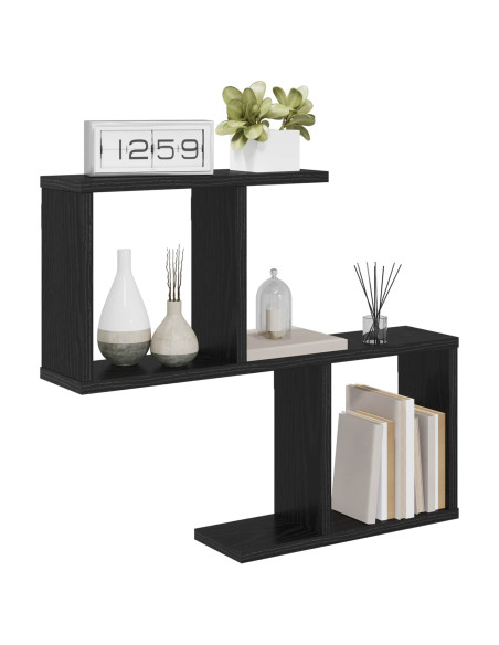 Scaffale da parete Rovere Nero 60 x 12 x 50,5 cm