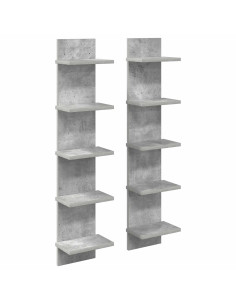 Scaffale da parete 2 pz Grigio Cemento 22 x 15 x 100 cm 2