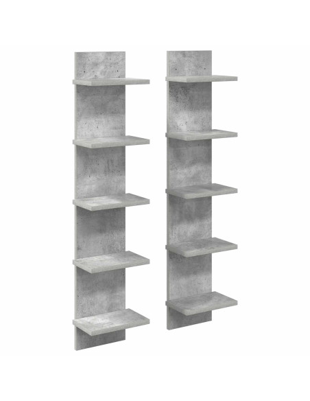 Scaffale da parete 2 pz Grigio Cemento 22 x 15 x 100 cm