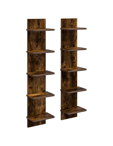 Scaffale da parete 2 pz Rovere Fumo 22 x 15 x 100 cm