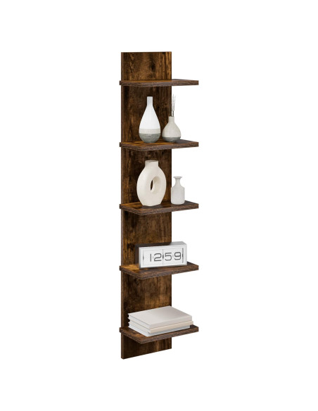 Scaffale da parete 2 pz Rovere Fumo 22 x 15 x 100 cm