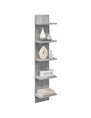 Scaffale da parete Sonoma grigio 22 x 15 x 100 cm