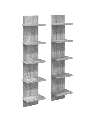 Scaffale da parete 2 pz Sonoma grigio 22 x 15 x 100 cm