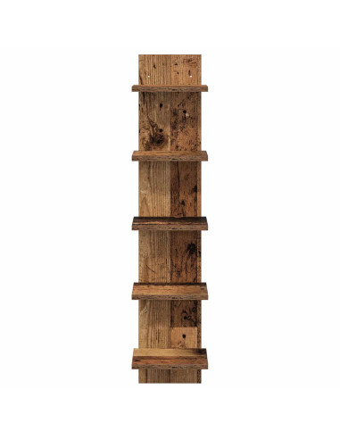 Scaffale da parete 2 pz Legno antico 22 x 15 x 100 cm