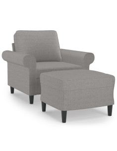Poltrona con Poggiapiedi Grigio Chiaro 60 cm in Tessuto 2