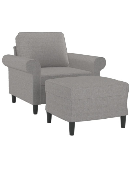 Poltrona con Poggiapiedi Grigio Chiaro 60 cm in Tessuto
