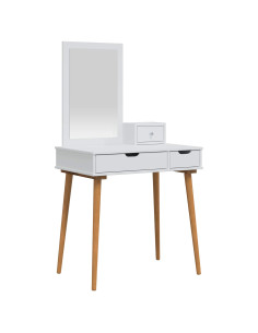 Set Tavolo da Trucco FAUSKE 3 pz Bianco 76 x 50 x 143 cm 2
