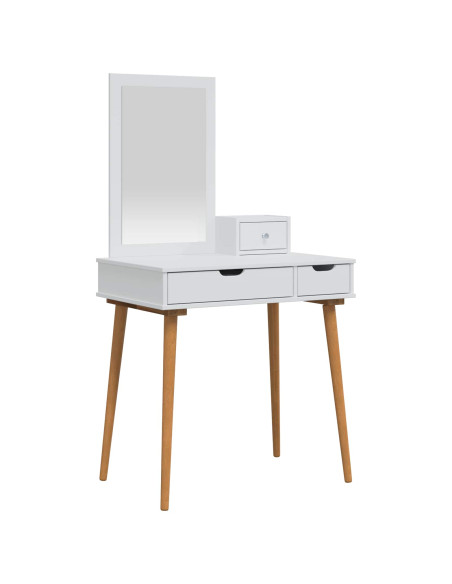 Set Tavolo da Trucco FAUSKE 3 pz Bianco 76 x 50 x 143 cm
