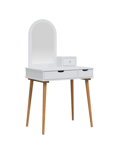 Set Tavolo da Trucco FAUSKE 3 pz Bianco 76 x 50 x 143 cm
