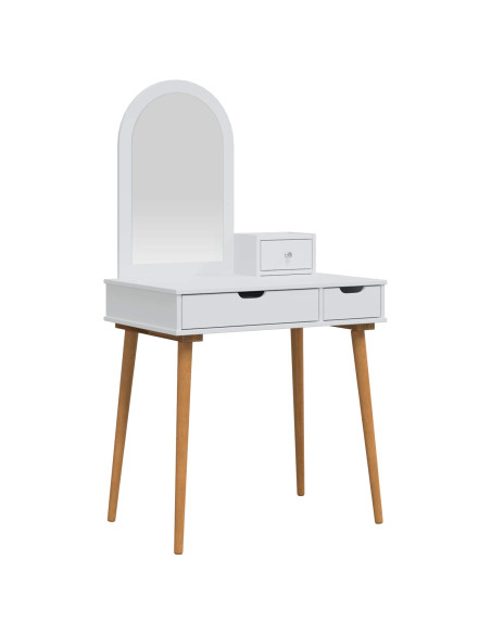 Set Tavolo da Trucco FAUSKE 3 pz Bianco 76 x 50 x 143 cm