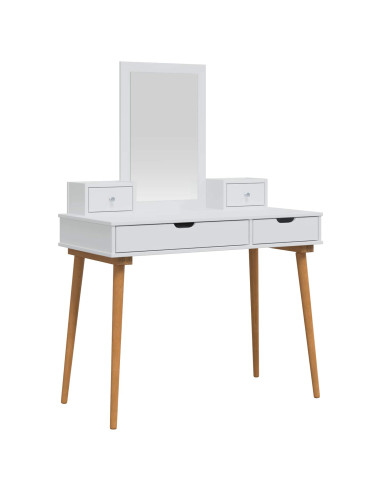 Set Tavolo da Trucco FAUSKE 4 pz Bianco 100 x 50 x 143 cm