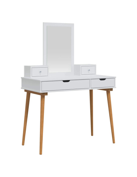 Set Tavolo da Trucco FAUSKE 4 pz Bianco 100 x 50 x 143 cm