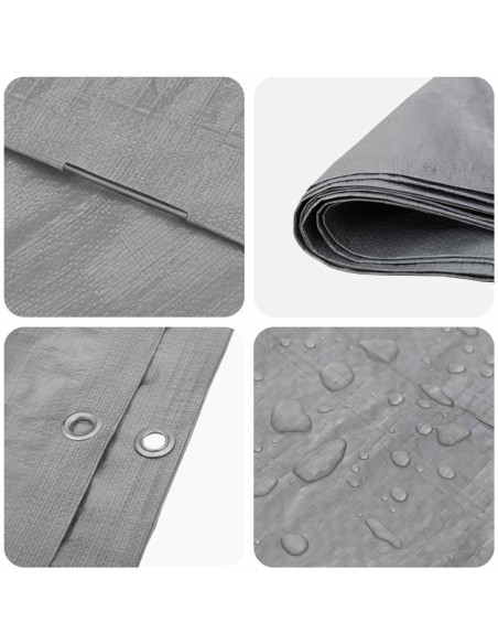 Telo con Occhielli Grigio Chiaro 8 x 12 m 90 gsm PE