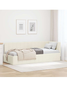 Cornice del letto ad angolo Crema 80 cm x 200 cm Velluto