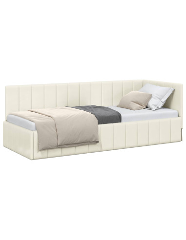 Cornice del letto ad angolo Crema 80 cm x 200 cm Velluto