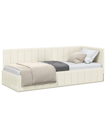 Cornice del letto ad angolo Crema 80 cm x 200 cm Velluto