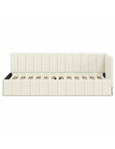 Cornice del letto ad angolo Crema 80 cm x 200 cm Velluto