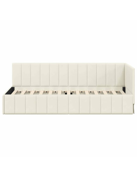 Cornice del letto ad angolo Crema 80 cm x 200 cm Velluto
