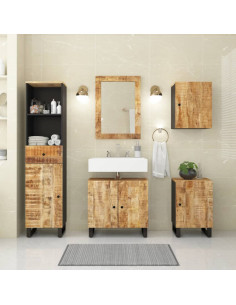 Set Mobili da Bagno 5 pz in Legno Massello di Mango