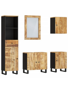 Set Mobili da Bagno 5 pz in Legno Massello di Mango 2