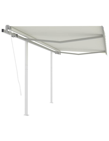 Tenda da Sole Retrattile Automatica con Pali 3x2,5 m Crema
