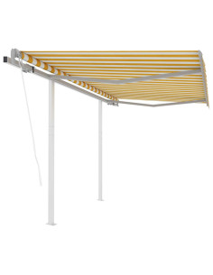 Tenda da Sole Retrattile Automatica e Pali 3x2,5m Gialla Bianca