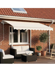 Tenda da Sole Retrattile Manuale con Pali 3,5x2,5 m Crema