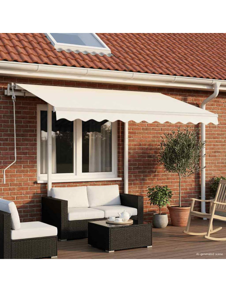 Tenda da Sole Retrattile Manuale con Pali 3,5x2,5 m Crema