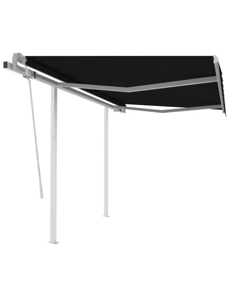 Tenda da Sole Retrattile Manuale con Pali 3,5x2,5m Antracite