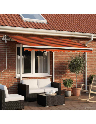 Tenda Retrattile Manuale con Pali 3,5x2,5m Arancio e Marrone