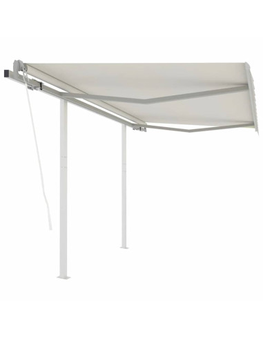 Tenda da Sole Retrattile Automatica con Pali 3,5x2,5 m Crema