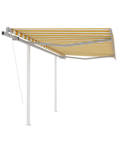 Tenda da Sole Retrattile Automatica Pali 3,5x2,5m Gialla Bianca