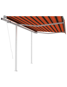 Tenda Retrattile Automatica con Pali 3,5x2,5m Arancio e Marrone