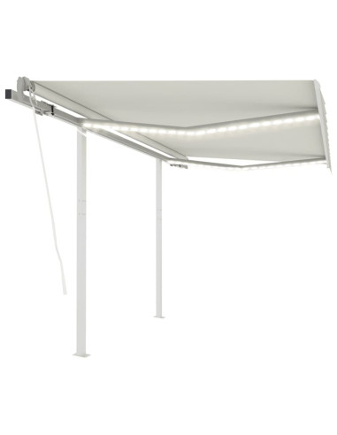 Tenda da Sole Automatica Sensore Vento e LED 3,5x2,5 m Crema