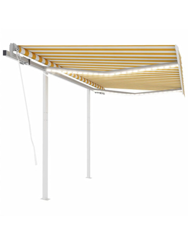 Tenda Automatica Sensore Vento e LED 3,5x2,5 m Gialla e Bianca