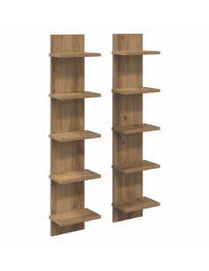 Scaffale da parete 2 pz Rovere Artigianale 22 x 15 x 100 cm 2