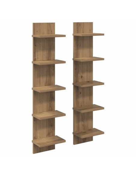 Scaffale da parete 2 pz Rovere Artigianale 22 x 15 x 100 cm